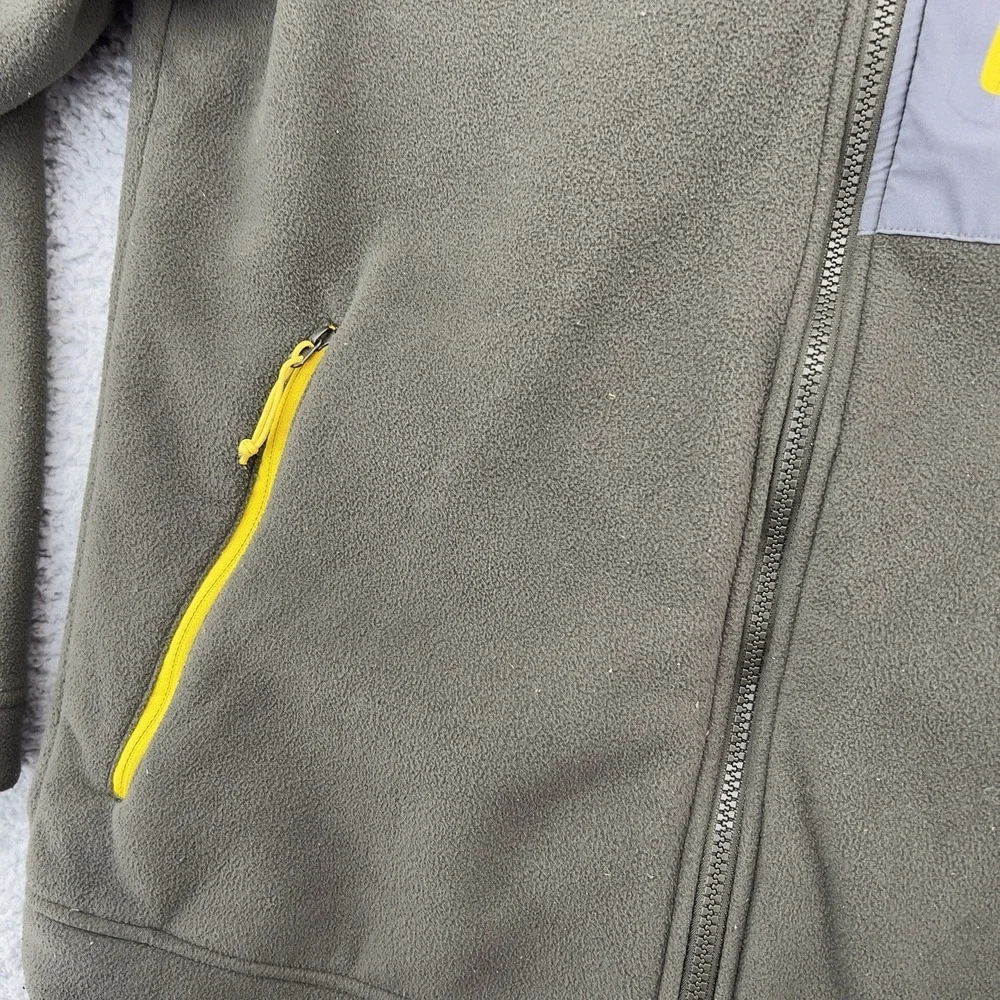The North Face Men's Full Zip Fleece Jacket Gray Yellow Medium Sherpa Lined Outd